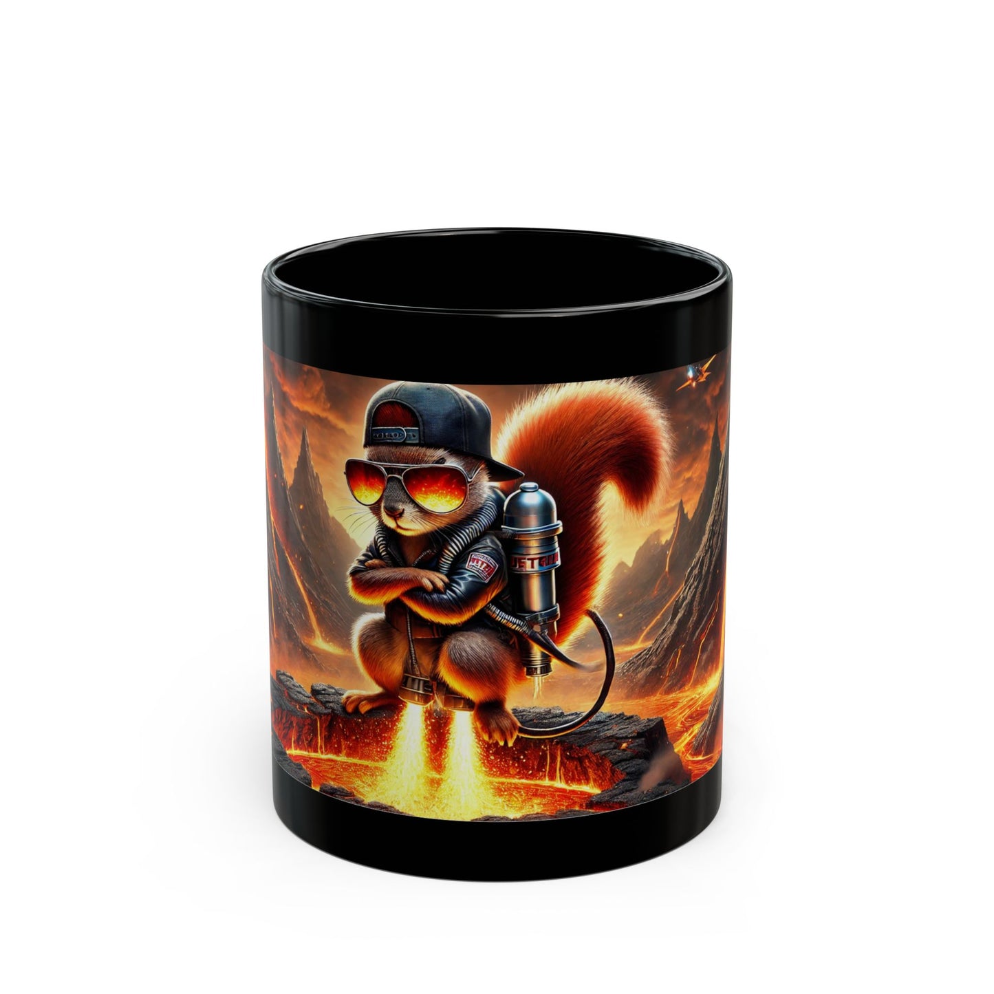 Jetpack Squirrel Black Mug (11oz, 15oz)