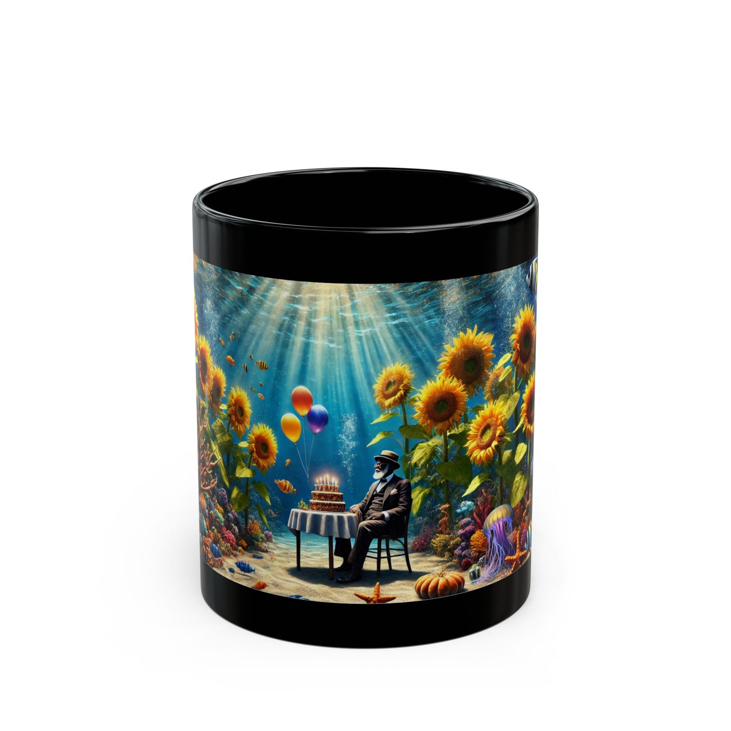 The Underwater Birthday Bash Black Mug (11oz, 15oz)