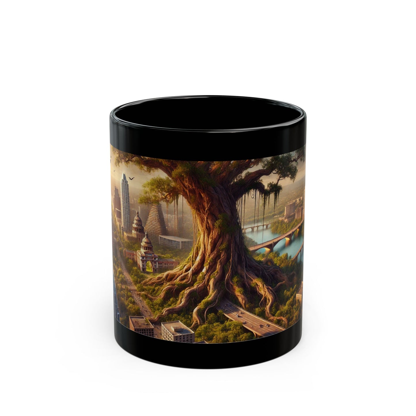 Austin Texas Rooted Giant Black Mug (11oz, 15oz)