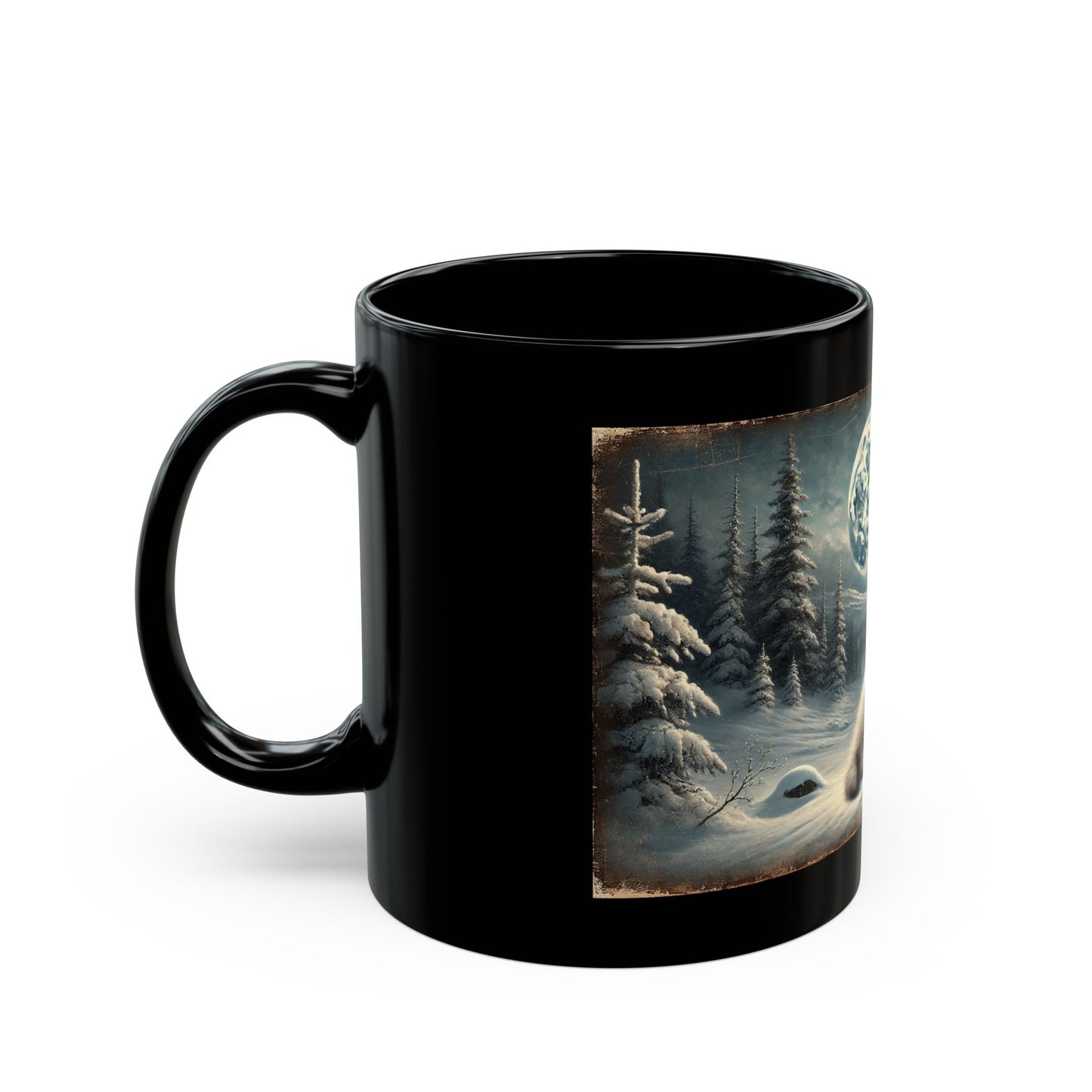 Moonlit Pup Black Mug (11oz, 15oz)