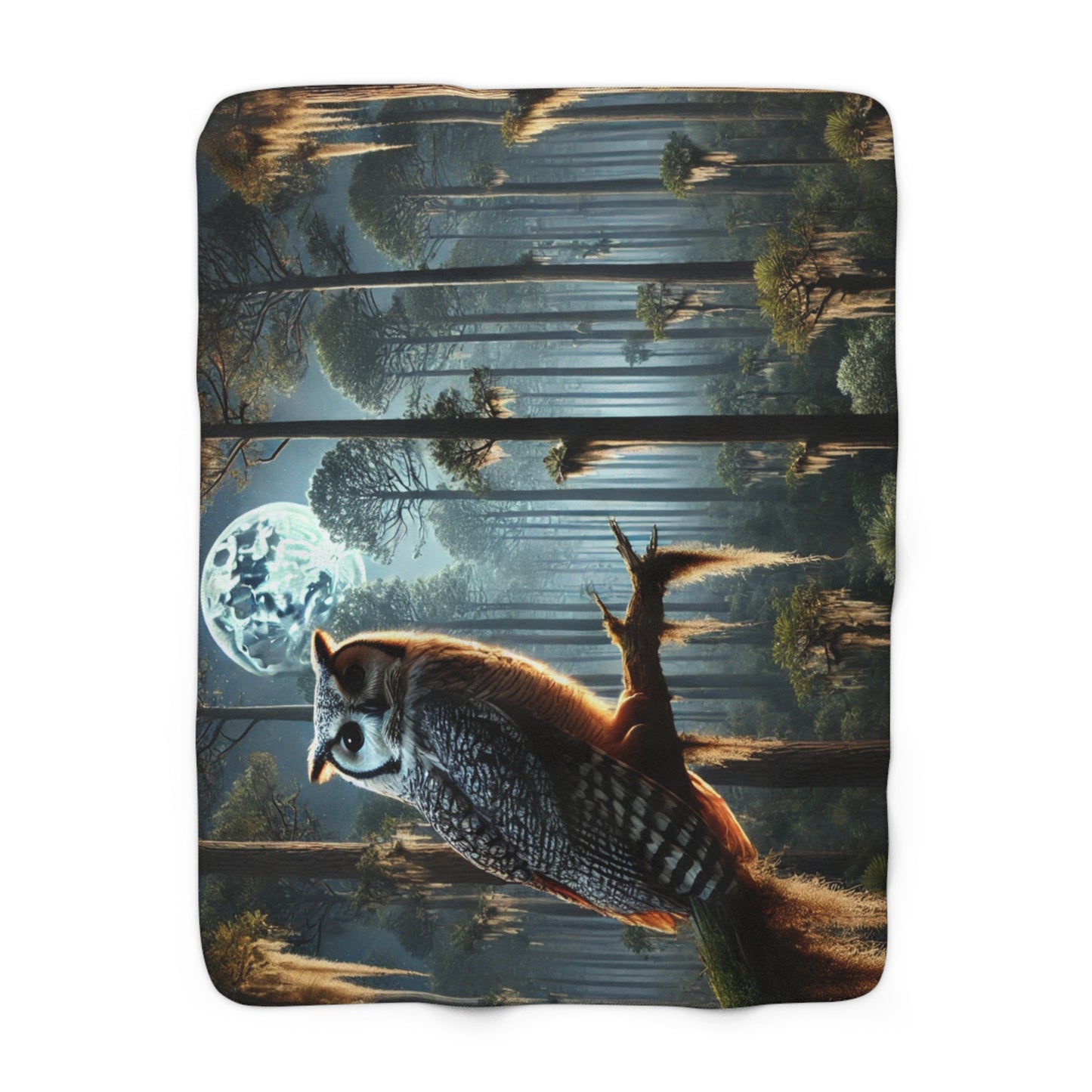 Sherpa Blanket - Owl Perched in Alabama Forest Night Scene