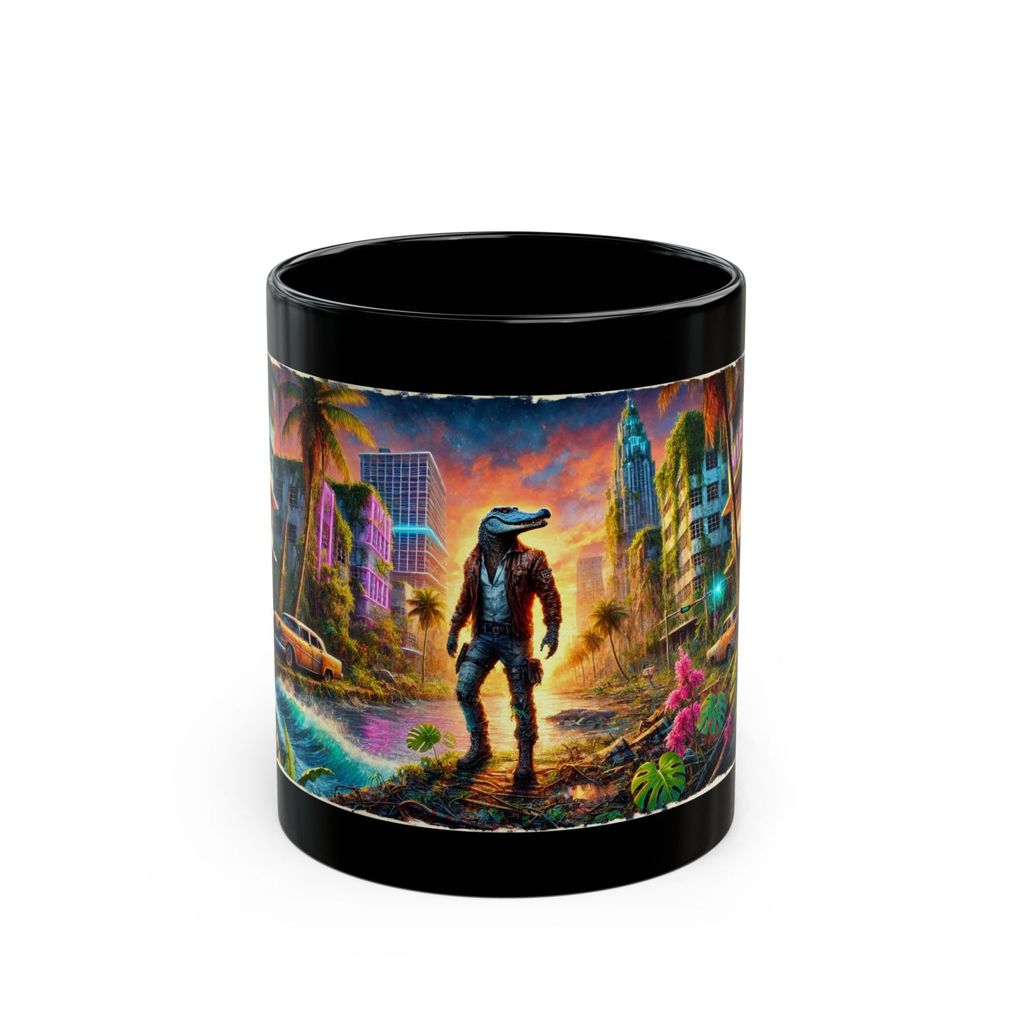 Neon Swamp Survivor - Post-Apocalyptic Miami Mug (11oz, 15oz)