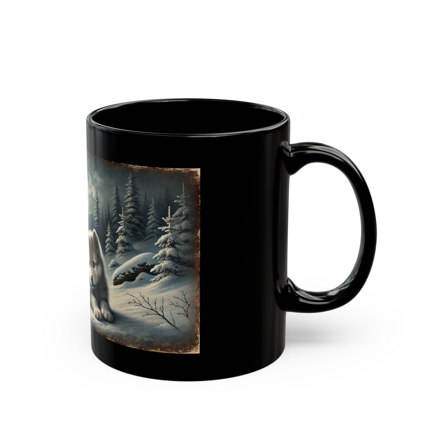 Moonlit Pup Black Mug (11oz, 15oz)