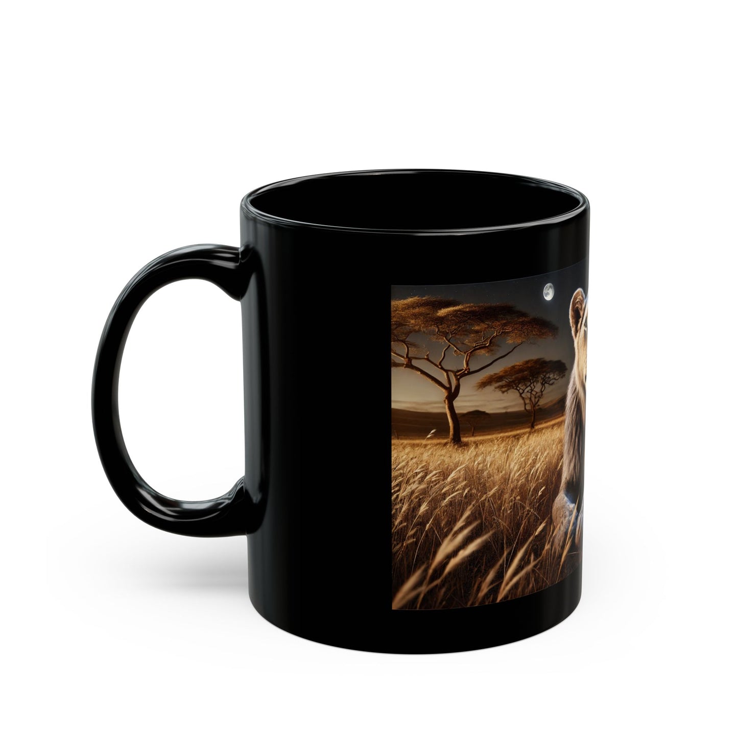 Moonlit Majesty – Lioness and Cub Under the Stars Mug (11oz, 15oz)