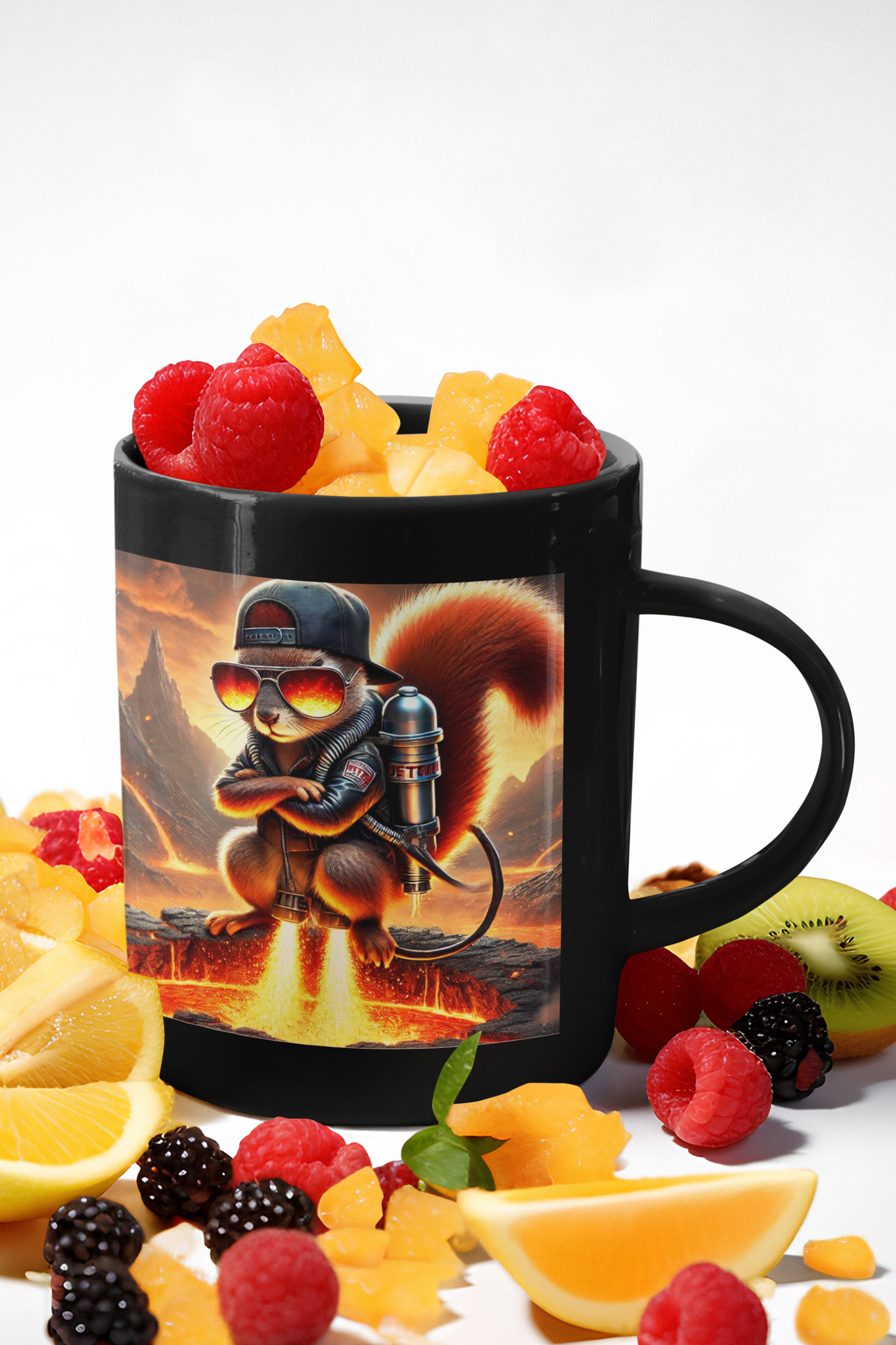 Jetpack Squirrel Black Mug (11oz, 15oz)