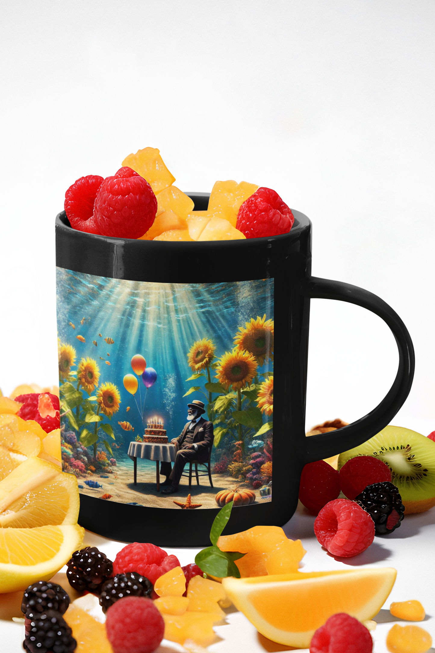 The Underwater Birthday Bash Black Mug (11oz, 15oz)