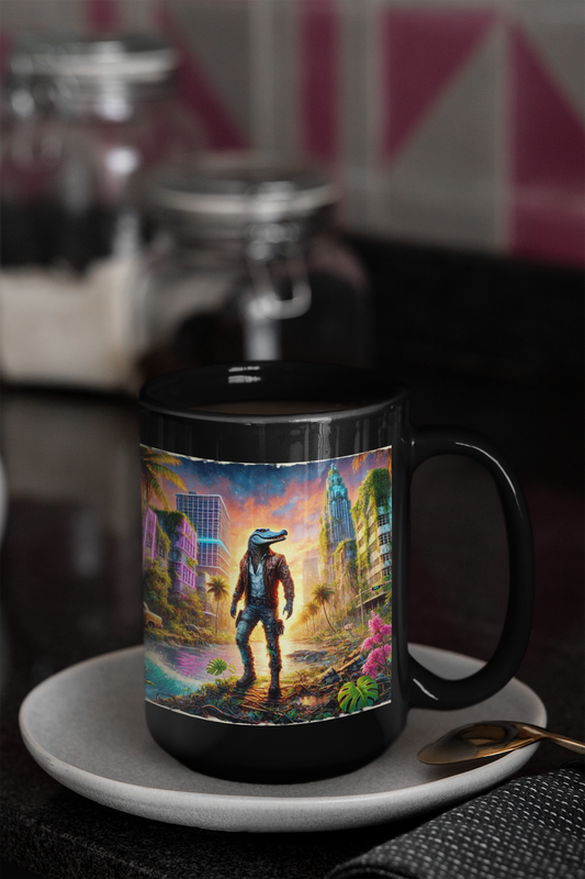 Neon Swamp Survivor - Post-Apocalyptic Miami Mug (11oz, 15oz)