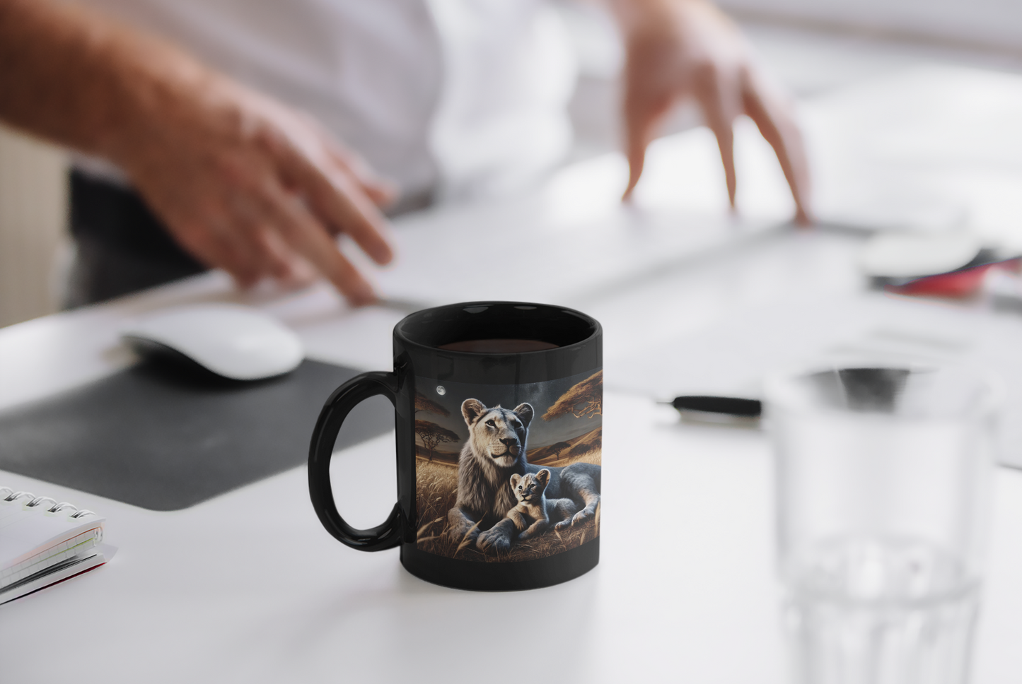 Moonlit Majesty – Lioness and Cub Under the Stars Mug (11oz, 15oz)