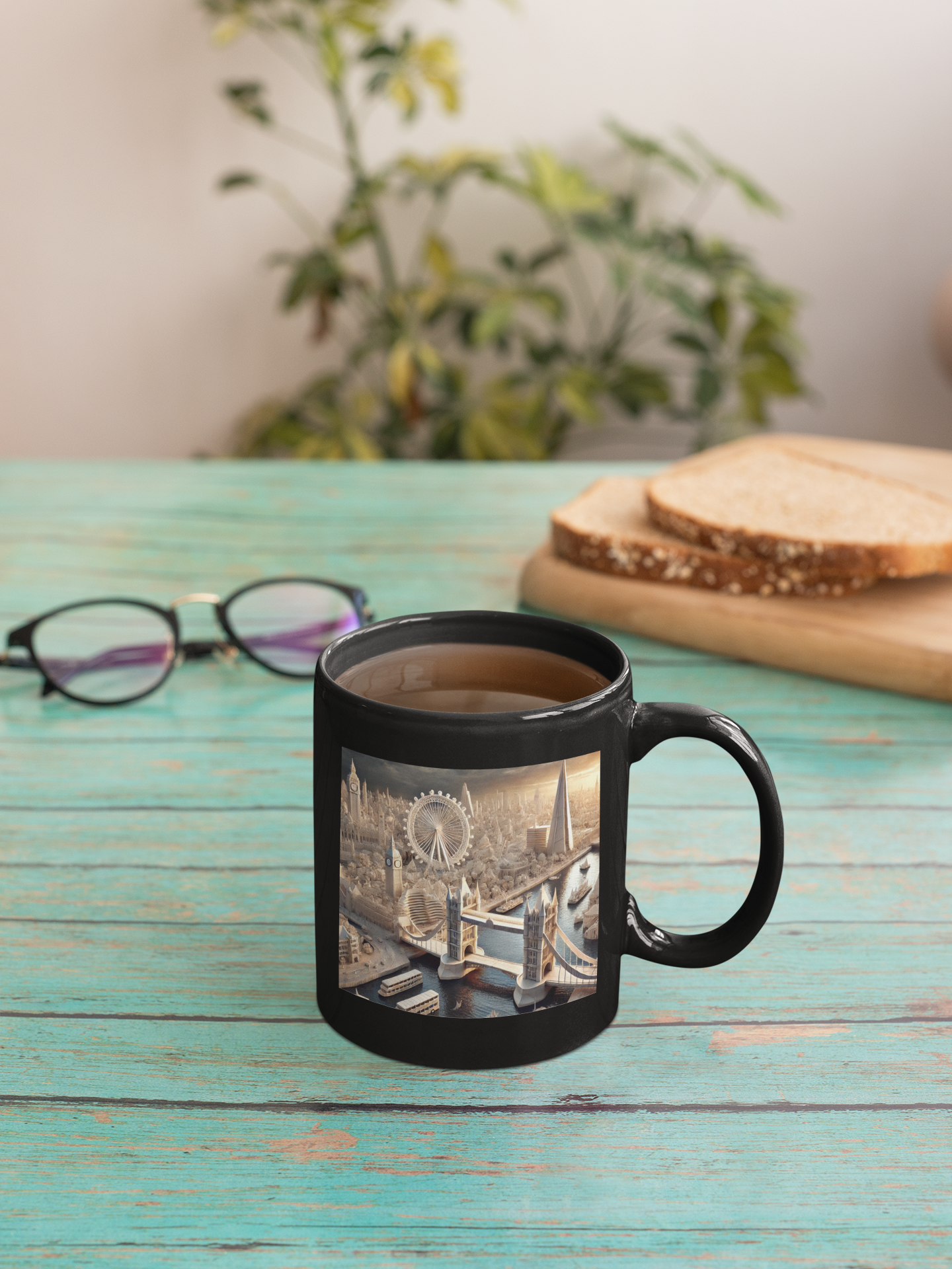 LondonThe Sculpted City  in Origami Black Mug (11oz, 15oz)